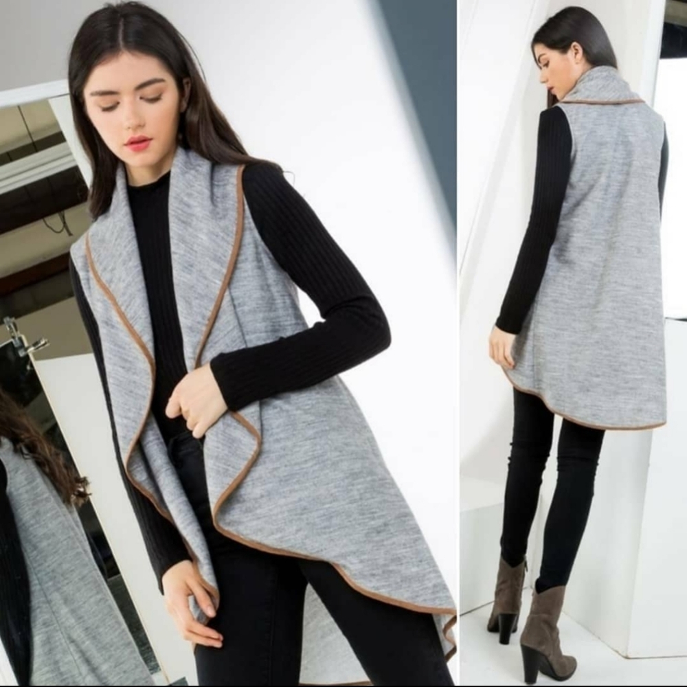 Long Draped Gray Vest by THML